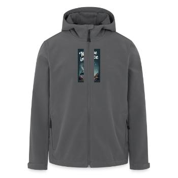 Ein netter, kleiner Alien entsteigt seinem UFO - Recycelte Männer Softshell-Jacke von Stanley/Stella - Anthrazit - Vorne - AI Model Male 185 light (185cm)
