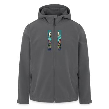 Ein netter, kleiner Alien entsteigt seinem UFO - Recycelte Männer Softshell-Jacke von Stanley/Stella - Anthrazit - Vorne - AI Model Male 185 light (185cm)