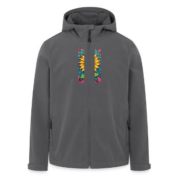 Freundlich lächelnde Sonnenblume - Recycelte Männer Softshell-Jacke von Stanley/Stella - Anthrazit - Vorne - AI Model Male 185 light (185cm)