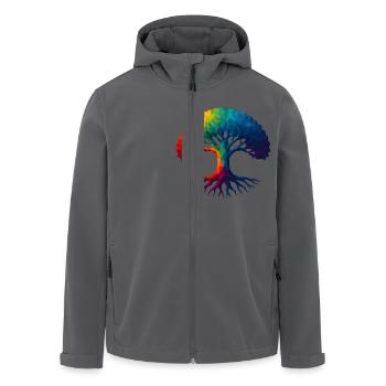 WPAP Stil - Yggdrasil Weltenbaum Weltenesche - Recycelte Männer Softshell-Jacke von Stanley/Stella - Anthrazit - Vorne - AI Model Male 185 light (185cm)