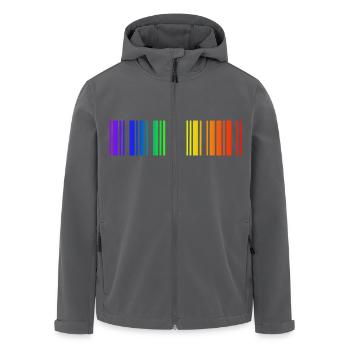 Regenbogen Strichcode, LGBT - Recycelte Männer Softshell-Jacke von Stanley/Stella - Anthrazit - Vorne - AI Model Male 185 light (185cm)