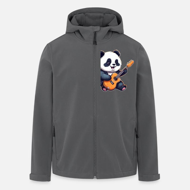 Panda-Gitarrist - Recycelte Männer Softshell-Jacke von Stanley/Stella - Anthrazit