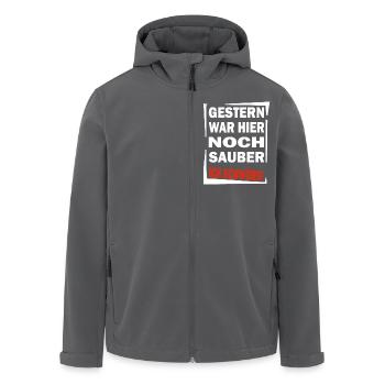 Chaot - Gestern war noch Sauber - Chaos Aufräumen - Recycelte Männer Softshell-Jacke von Stanley/Stella - Anthrazit - Vorne - AI Model Male 185 light (185cm)