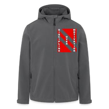 Disziplin über Motivation Zitat , Fitness - Recycelte Männer Softshell-Jacke von Stanley/Stella - Anthrazit - Vorne - AI Model Male 185 light (185cm)