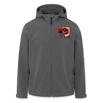 Die rote Rose der Leidenschaft und der verführerischen Lippen - Recycelte Männer Softshell-Jacke von Stanley/Stella - Anthrazit - Vorne - AI Model Male 185 light (185cm)
