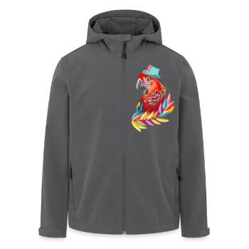 perroquet au chapeau - Veste softshell homme en polyester recyclé Stanley/Stella - charbon - Devant - AI Model Male 185 light (185cm)