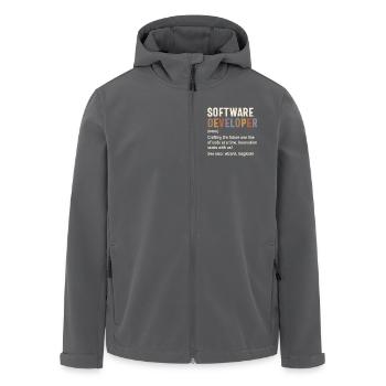 Softwareentwickler - Die Zukunft mit Code gestalten - Recycelte Männer Softshell-Jacke von Stanley/Stella - Anthrazit - Vorne - AI Model Male 185 light (185cm)