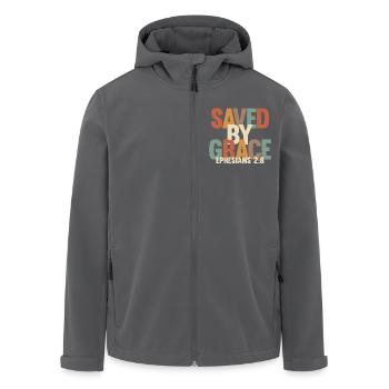 Durch Gnade gerettet - Epheser 2,8 - Recycelte Männer Softshell-Jacke von Stanley/Stella - Anthrazit - Vorne - AI Model Male 185 light (185cm)