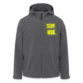 STOP WAR – NO WAR - PEACE - Recycelte Männer Softshell-Jacke von Stanley/Stella - Anthrazit - Vorne - AI Model Male 185 light (185cm)