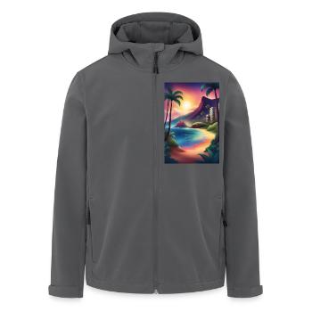 Wunderschöner Sonnenuntergang an einem Strand in Miami - Recycelte Männer Softshell-Jacke von Stanley/Stella - Anthrazit - Vorne - AI Model Male 185 light (185cm)