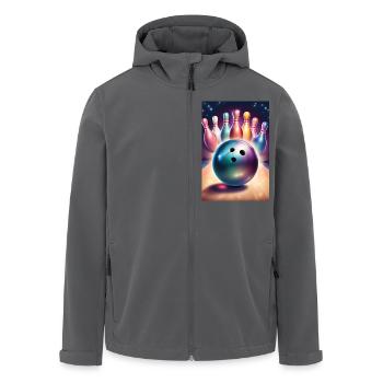 Bowlingkugel und hübsche bunte Anstecknadeln - Recycelte Männer Softshell-Jacke von Stanley/Stella - Anthrazit - Vorne - AI Model Male 185 light (185cm)