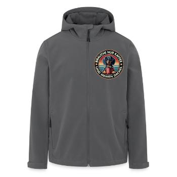 Brauche nur Kaffee und meinen Dackel - Recycelte Männer Softshell-Jacke von Stanley/Stella - Anthrazit - Vorne - AI Model Male 185 light (185cm)