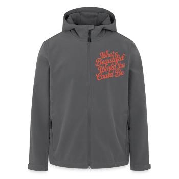 Was könnte es für eine schöne Welt sein - Recycelte Männer Softshell-Jacke von Stanley/Stella - Anthrazit - Vorne - AI Model Male 185 light (185cm)