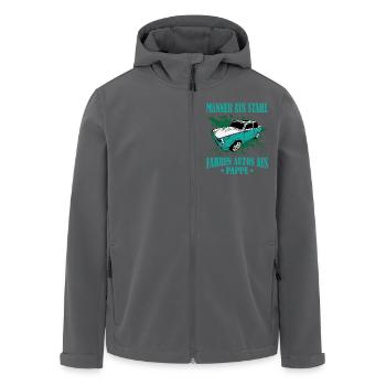 DDR Trabi Männer aus Stahl, fahren Autos aus Pappe - Recycelte Männer Softshell-Jacke von Stanley/Stella - Anthrazit - Vorne - AI Model Male 185 light (185cm)