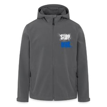 STOP WAR – NO WAR - PEACE – Nationalfarben Israel - Recycelte Männer Softshell-Jacke von Stanley/Stella - Anthrazit - Vorne - AI Model Male 185 light (185cm)