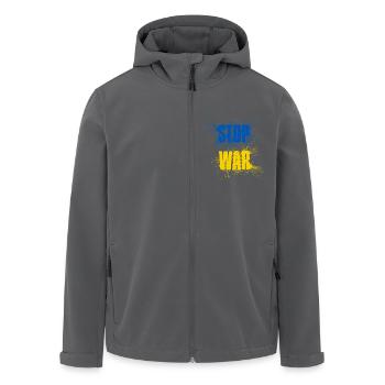 STOP WAR – NO WAR - PEACE – Nationalfarben Ukraine - Recycelte Männer Softshell-Jacke von Stanley/Stella - Anthrazit - Vorne - AI Model Male 185 light (185cm)