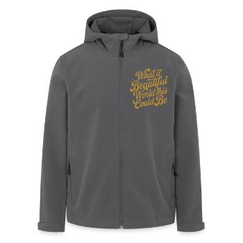 Was könnte es für eine schöne Welt sein - Recycelte Männer Softshell-Jacke von Stanley/Stella - Anthrazit - Vorne - AI Model Male 185 light (185cm)
