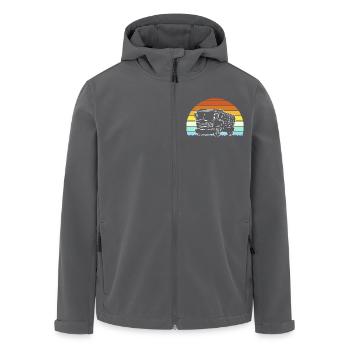 Bauwagen Baustelle Fahrzeug Kindergeburtstag - Recycelte Männer Softshell-Jacke von Stanley/Stella - Anthrazit - Vorne - AI Model Male 185 light (185cm)