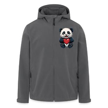 Niedlicher Panda mit Herz - Liebesdesign - Recycelte Männer Softshell-Jacke von Stanley/Stella - Anthrazit - Vorne - AI Model Male 185 light (185cm)