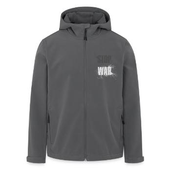 STOP WAR – NO WAR - PEACE - Recycelte Männer Softshell-Jacke von Stanley/Stella - Anthrazit - Vorne - AI Model Male 185 light (185cm)