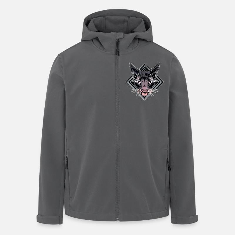 Stilisiertes Pantherkopf-Design - Recycelte Männer Softshell-Jacke von Stanley/Stella - Anthrazit