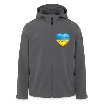 I'M NOT PLAYING CARDS – UKRAINE HERZ - Recycelte Männer Softshell-Jacke von Stanley/Stella - Anthrazit - Vorne - AI Model Male 185 light (185cm)