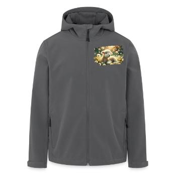 Dreamy spring idyll with lambs and dandelions - Men’s Recycled Softshell Jacket by Stanley/Stella - anthracite - Front - AI Model Male 185 light (185cm)