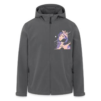 Weltraum-Nostalgie ✨ - Recycelte Männer Softshell-Jacke von Stanley/Stella - Anthrazit - Vorne - AI Model Male 185 light (185cm)