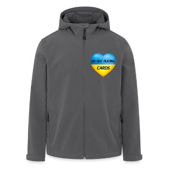 I'M NOT PLAYING CARDS – UKRAINE HERZ - Recycelte Männer Softshell-Jacke von Stanley/Stella - Anthrazit - Vorne - AI Model Male 185 light (185cm)