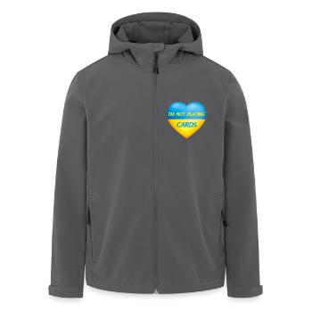 I'M NOT PLAYING CARDS – UKRAINE HERZ - Recycelte Männer Softshell-Jacke von Stanley/Stella - Anthrazit - Vorne - AI Model Male 185 light (185cm)