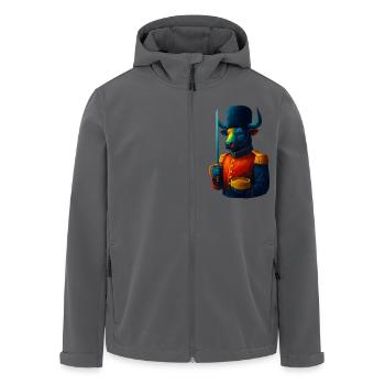 WPAP Stil Tiere - Stier in Uniform mit Säbel - Recycelte Männer Softshell-Jacke von Stanley/Stella - Anthrazit - Vorne - AI Model Male 185 light (185cm)