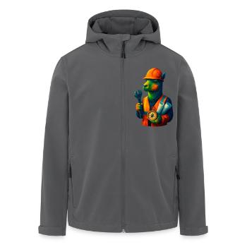 WPAP Stil Tiere - Alpaka Ingenieur mit Schutzhelm - Recycelte Männer Softshell-Jacke von Stanley/Stella - Anthrazit - Vorne - AI Model Male 185 light (185cm)