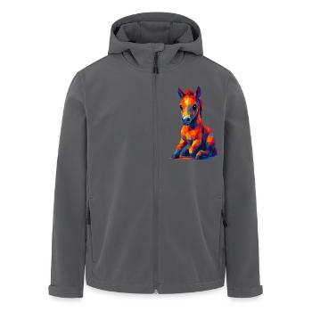 WPAP Polygon Kawaii Stil Tiere Baby Pferd Fohlen - Recycelte Männer Softshell-Jacke von Stanley/Stella - Anthrazit - Vorne - AI Model Male 185 light (185cm)