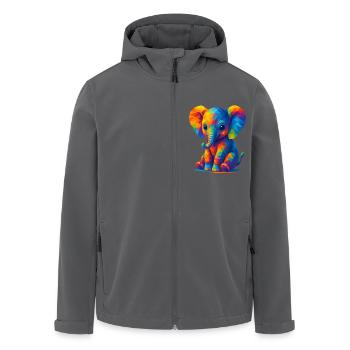 WPAP Polygon Kawaii Stil Baby Elefant - Recycelte Männer Softshell-Jacke von Stanley/Stella - Anthrazit - Vorne - AI Model Male 185 light (185cm)