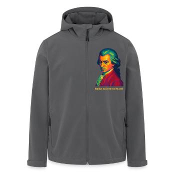 WPAP Polygon Porträt Wolfgang Amadeus Mozart - Recycelte Männer Softshell-Jacke von Stanley/Stella - Anthrazit - Vorne - AI Model Male 185 light (185cm)