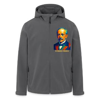 WPAP Polygon Porträt Richard Strauss Komponist - Recycelte Männer Softshell-Jacke von Stanley/Stella - Anthrazit - Vorne - AI Model Male 185 light (185cm)