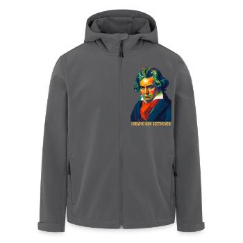 WPAP Polygon Porträt Ludwig van Beethoven - Recycelte Männer Softshell-Jacke von Stanley/Stella - Anthrazit - Vorne - AI Model Male 185 light (185cm)