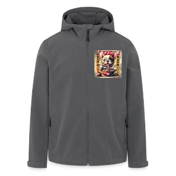 Ramen Französische Bulldogge Hund Grunge Poster St - Recycelte Männer Softshell-Jacke von Stanley/Stella - Anthrazit - Vorne - AI Model Male 185 light (185cm)