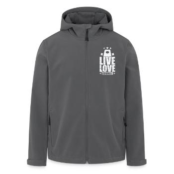 Live Love Cornhole Spiel Freizeit Hobby - Recycelte Männer Softshell-Jacke von Stanley/Stella - Anthrazit - Vorne - AI Model Male 185 light (185cm)