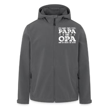 Ich Habe Zwei Titel Papa Und Opa - Recycelte Männer Softshell-Jacke von Stanley/Stella - Anthrazit - Vorne - AI Model Male 185 light (185cm)