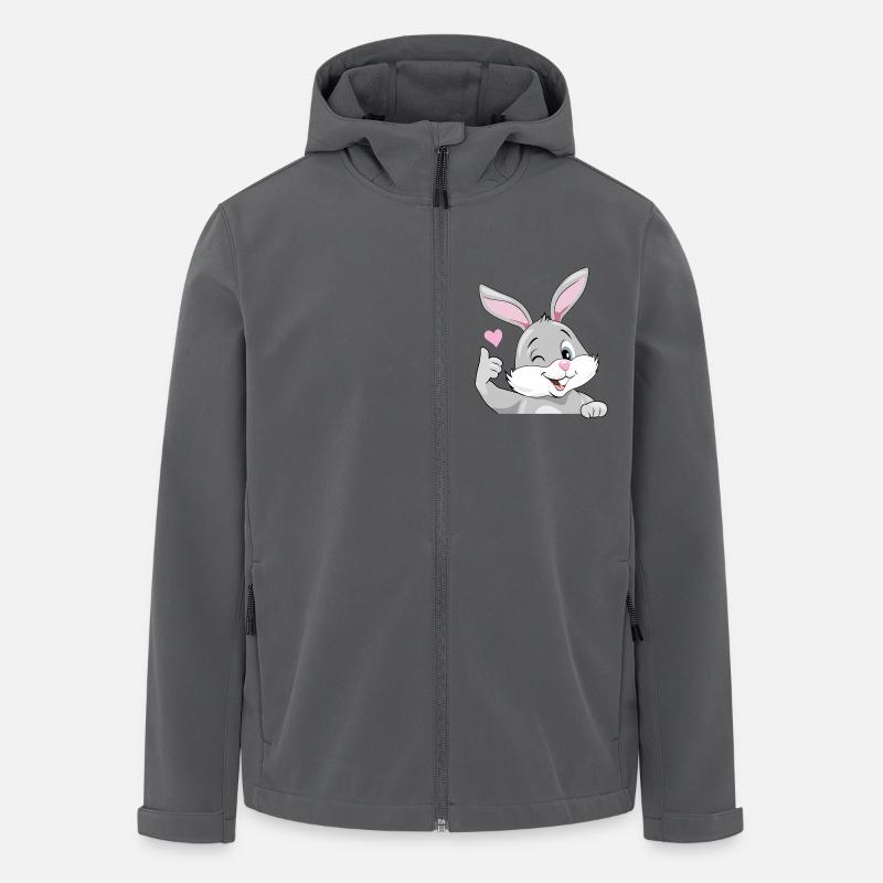 Sourire clin d’œil lapin aime - Veste softshell homme en polyester recyclé Stanley/Stella - charbon