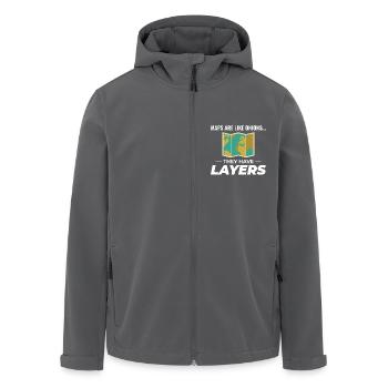 Kartenebenen GIS Kartografie Geographische Daten - Recycelte Männer Softshell-Jacke von Stanley/Stella - Anthrazit - Vorne - AI Model Male 185 light (185cm)