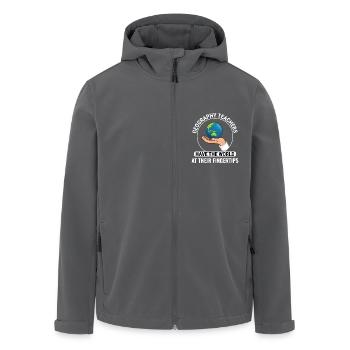 GIS Hand Globus Welt Geodaten Geographie - Recycelte Männer Softshell-Jacke von Stanley/Stella - Anthrazit - Vorne - AI Model Male 185 light (185cm)