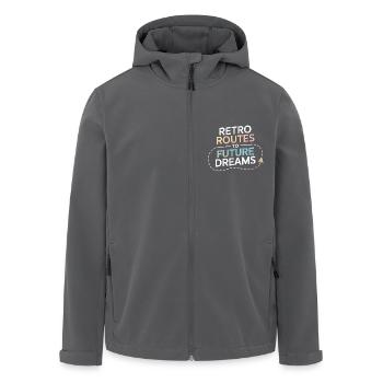 Retro Routen Future Dreams Kompass Karte - Recycelte Männer Softshell-Jacke von Stanley/Stella - Anthrazit - Vorne - AI Model Male 185 light (185cm)