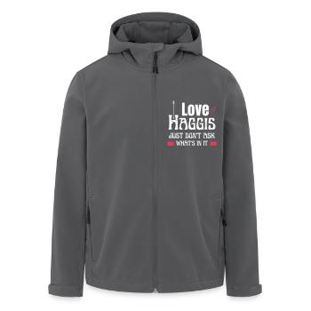 Ich liebe Haggis, frag nur nicht, was drin ist - Recycelte Männer Softshell-Jacke von Stanley/Stella - Anthrazit - Vorne - AI Model Male 185 light (185cm)
