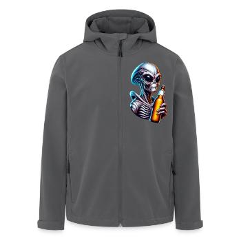 Cooler Alien mit Bier - lustiges Alien Design - Recycelte Männer Softshell-Jacke von Stanley/Stella - Anthrazit - Vorne - AI Model Male 185 light (185cm)