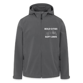 Bold Cities Soft Lines GIS Stadtplanung - Recycelte Männer Softshell-Jacke von Stanley/Stella - Anthrazit - Vorne - AI Model Male 185 light (185cm)