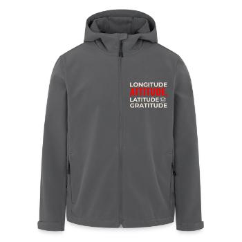 Längengrad Breitengrad Einstellung Dankbarkeit GIS Karte - Recycelte Männer Softshell-Jacke von Stanley/Stella - Anthrazit - Vorne - AI Model Male 185 light (185cm)
