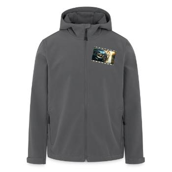 Eleganz im Detail – Modernes Auto in regnerischer Umgebung - Recycelte Männer Softshell-Jacke von Stanley/Stella - Anthrazit - Vorne - AI Model Male 185 light (185cm)