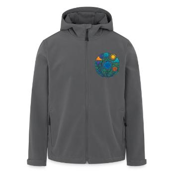 Florales Mandala – Sonne, Mond & Natur - Recycelte Männer Softshell-Jacke von Stanley/Stella - Anthrazit - Vorne - AI Model Male 185 light (185cm)